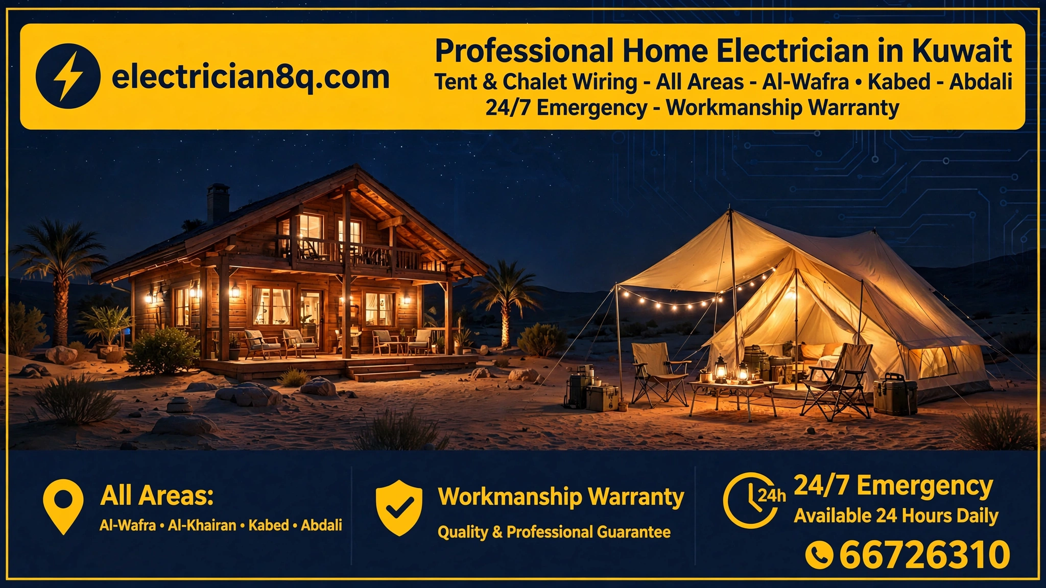 Camp and chalet electrical wiring Kuwait