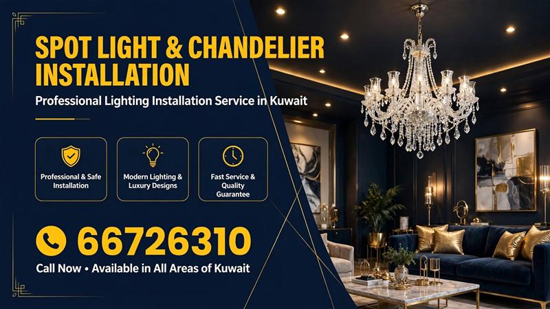 Spotlight and chandelier installation